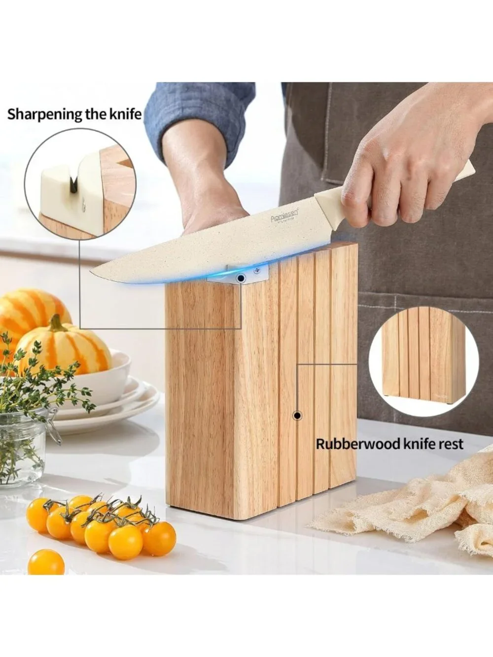 8-Piece Premium Knife Set with Block - Lightweight, Strong, Ergonomic